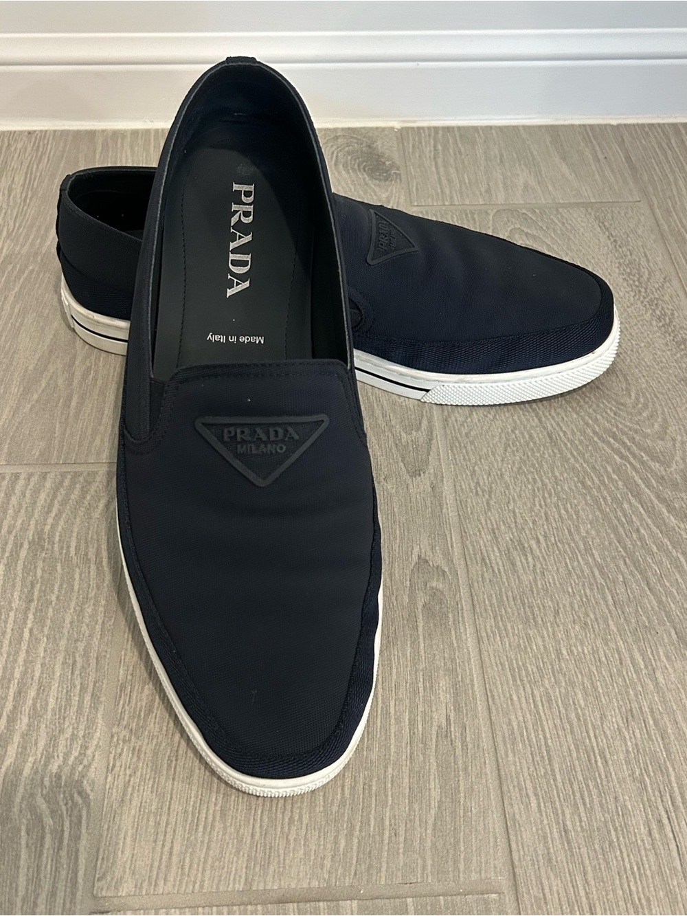 Prada Men’s Re-Nylon Slip-On Sneakers Navy Size 10.5 US